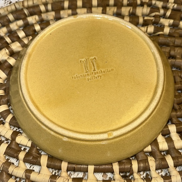 Robinson Ransbottom Pottery Stoneware Plate Shallow Bowl Embossed Rim - Mustard - Picture 2 of 5